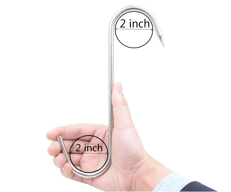 HONSHEN 10" Meat Hooks,8mm Heavy Duty S-Hooks Stainless Steel Meat Processing Butcher Hook 4Pack - Image 3
